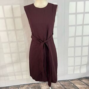 J. Crew Women's Sleeveless Belted Burgundy Sheath Wool Mini Dress Size 2
